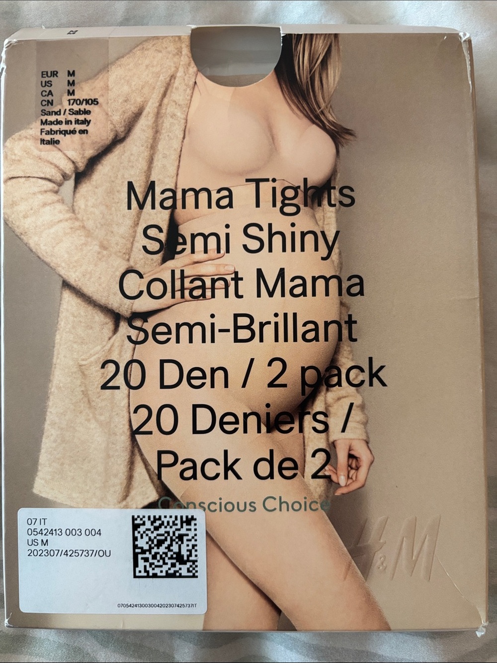 H&M Mama Tights Semi-Shiny in Sand/Taupe - 2 Pack